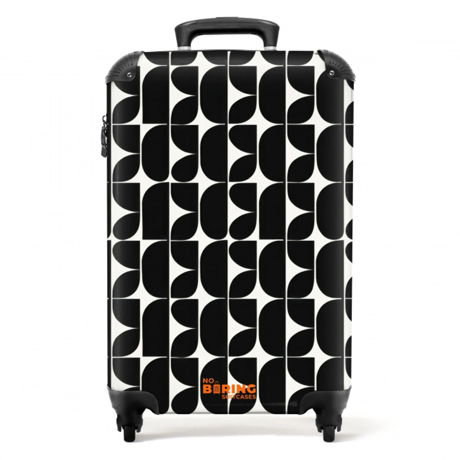 Modern - Geometrisch - Zwart NBS - Handbagage koffer - Volwassenen Unisex middel -productfoto_recht