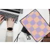 Schaakbord patroon - Paars - Roze - Blokjes laptophoes neopreen klein -bureau