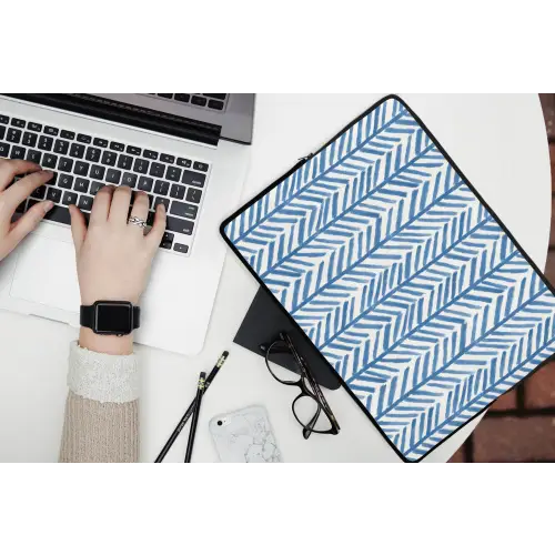 Patroon - Streep - Blauw laptophoes neopreen klein 279 -bureau