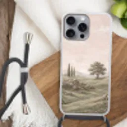 Heuvellandschap - Bomen - Natuur - Groen Hoesje iPhone 16 Pro Max met koord klein -sfeer4