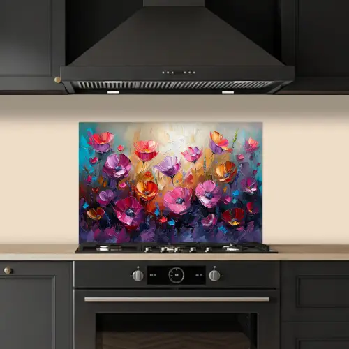 Bloemen - Botanisch - Kunst - Roze - Natuur keuken achterwand spatscherm klein -sfeer1