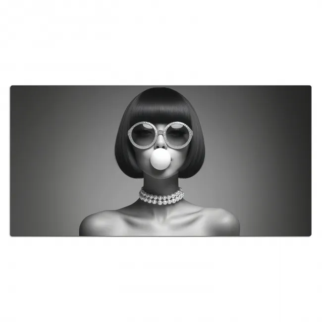 Bureau onderlegger - Vrouw - Zwart Wit - Ketting - Zonnebril