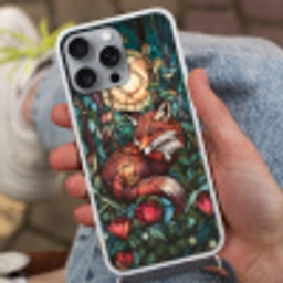 Vos - Mozaïek - Bos - Maan Hoesje iPhone 16 Pro Max met koord klein -sfeer3