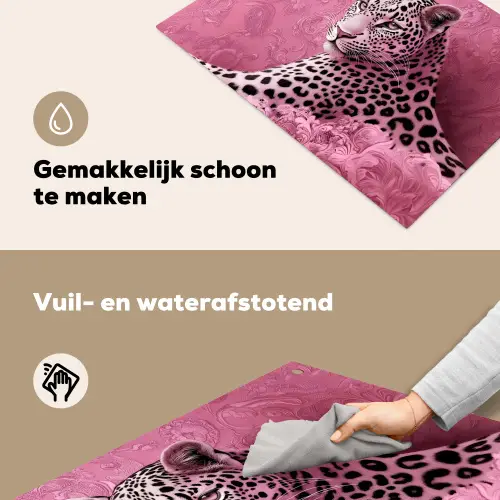 Panter - Luxe - Roze Inductie beschemer met haakjes klein -ky-schoon-nl