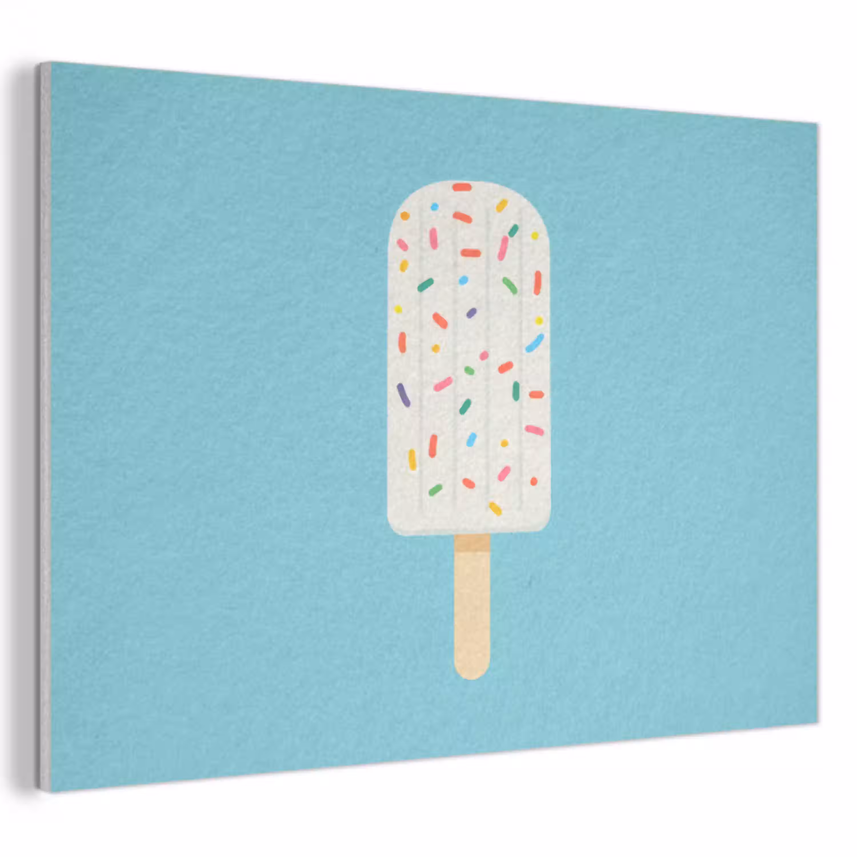 Ijsje - Stokje - Sprinkles - Lichtblauw PET vilt klein -3d