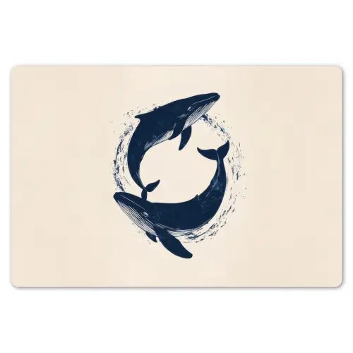 Walvissen - Spetters - Cirkel - Donkerblauw Placemat vinyl groot -zzsfeer1_Kitchenyeah-website