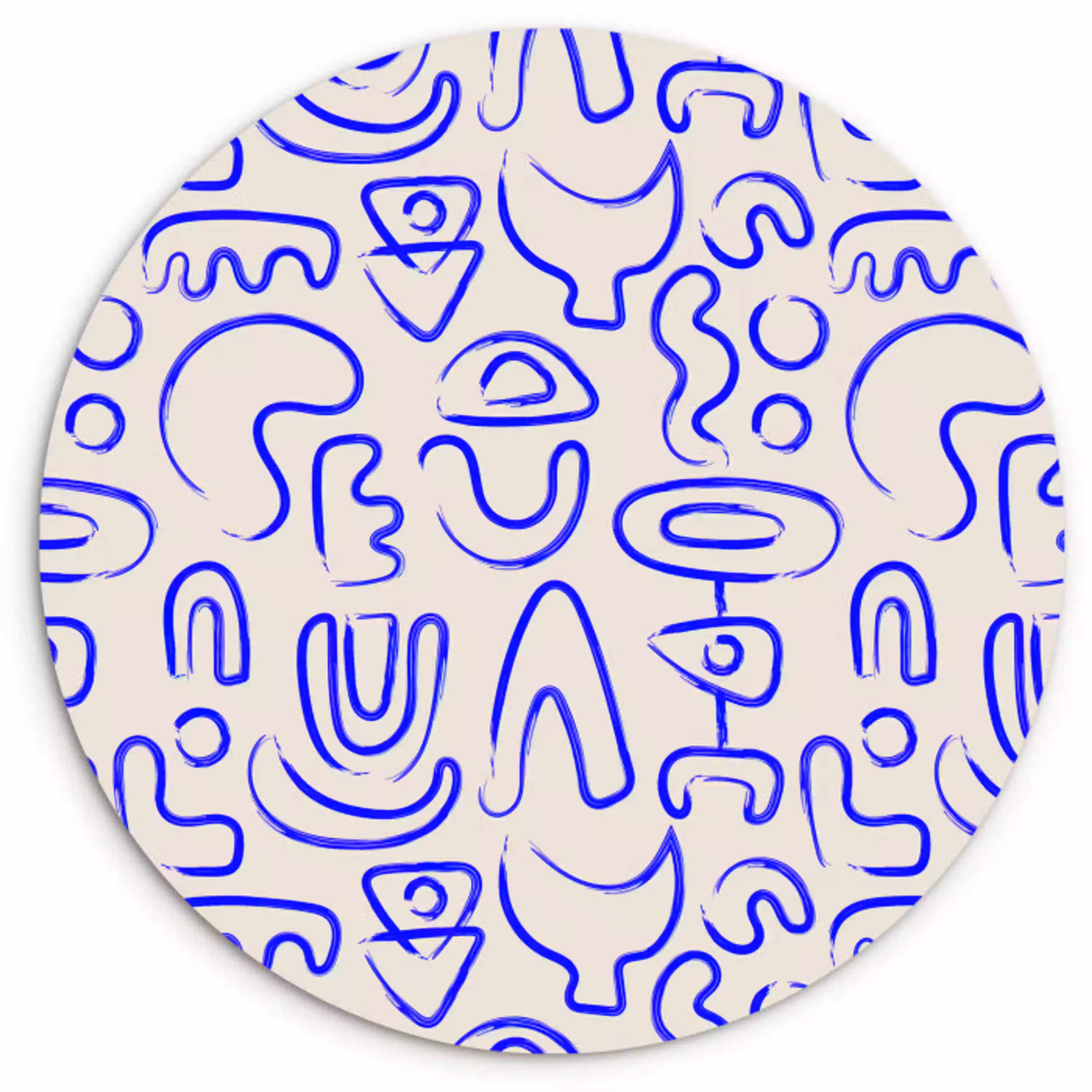 Blauw - Patroon - Abstract - Beige Wandcirkel plexiglas klein 852 -3d