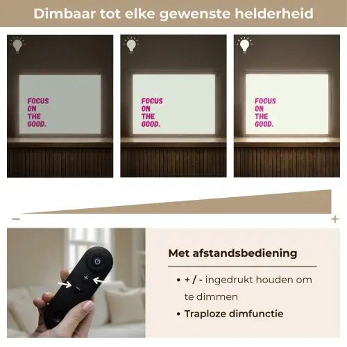 Focus on the good - Beige - Roze Light Box met batterij (Wandlamp) middel -USP_dimbaarNL