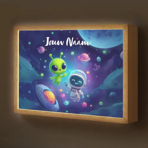 Alien - Astronaut - Ruimte - Planeten Light Box met batterij (Wandlamp kind) middel -z3d_website