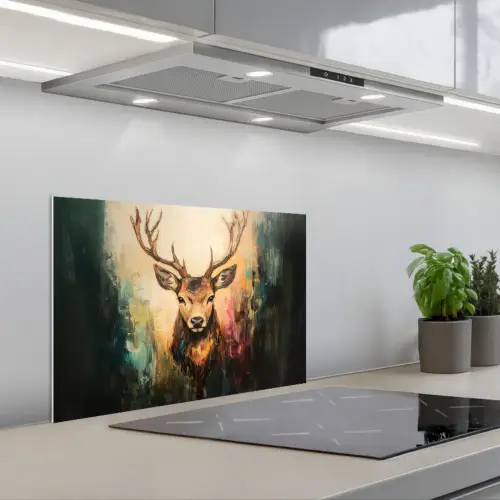Hert - Geverfd - Gewei - Bruin keuken achterwand spatscherm klein -3d_schuin