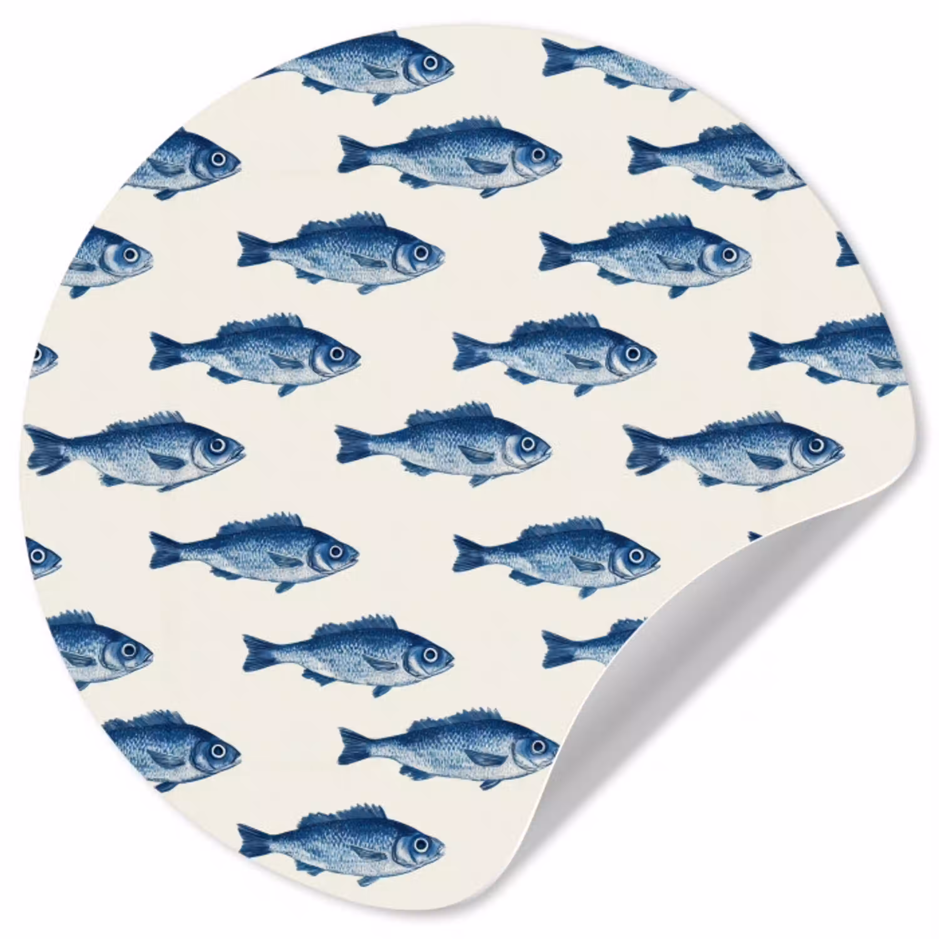 Vis - Patroon - Blauw Wandcirkel behangsticker klein 186 -3d