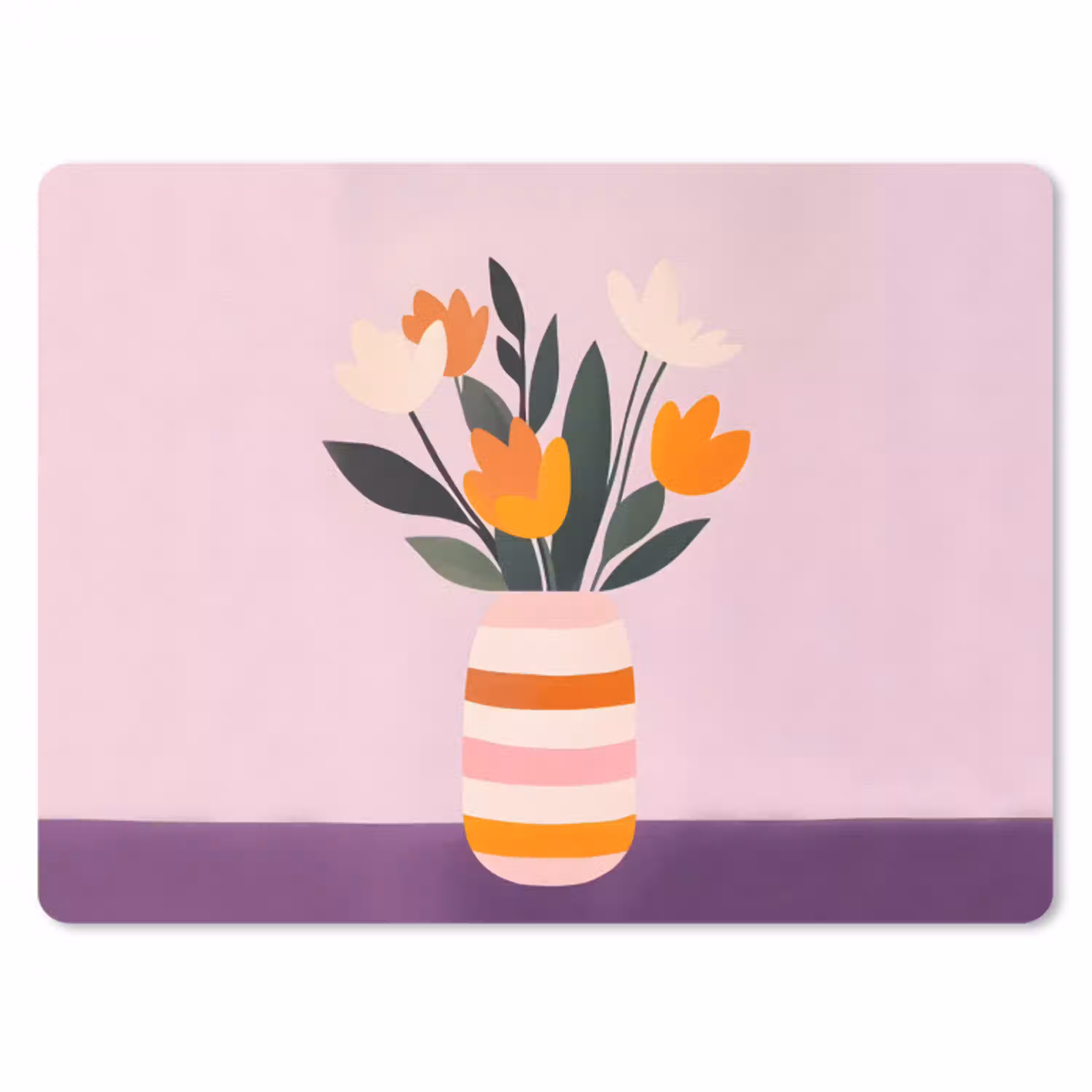 Tulpen - Vaas - Strepen - Paars muismat rubber klein -3d