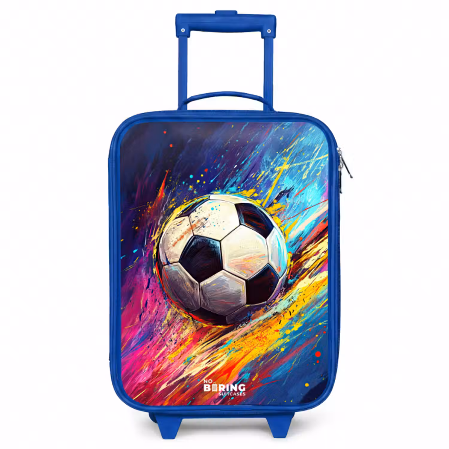 Kinderkoffer - Blauw - Neon - Voetbal - Kleurrijk