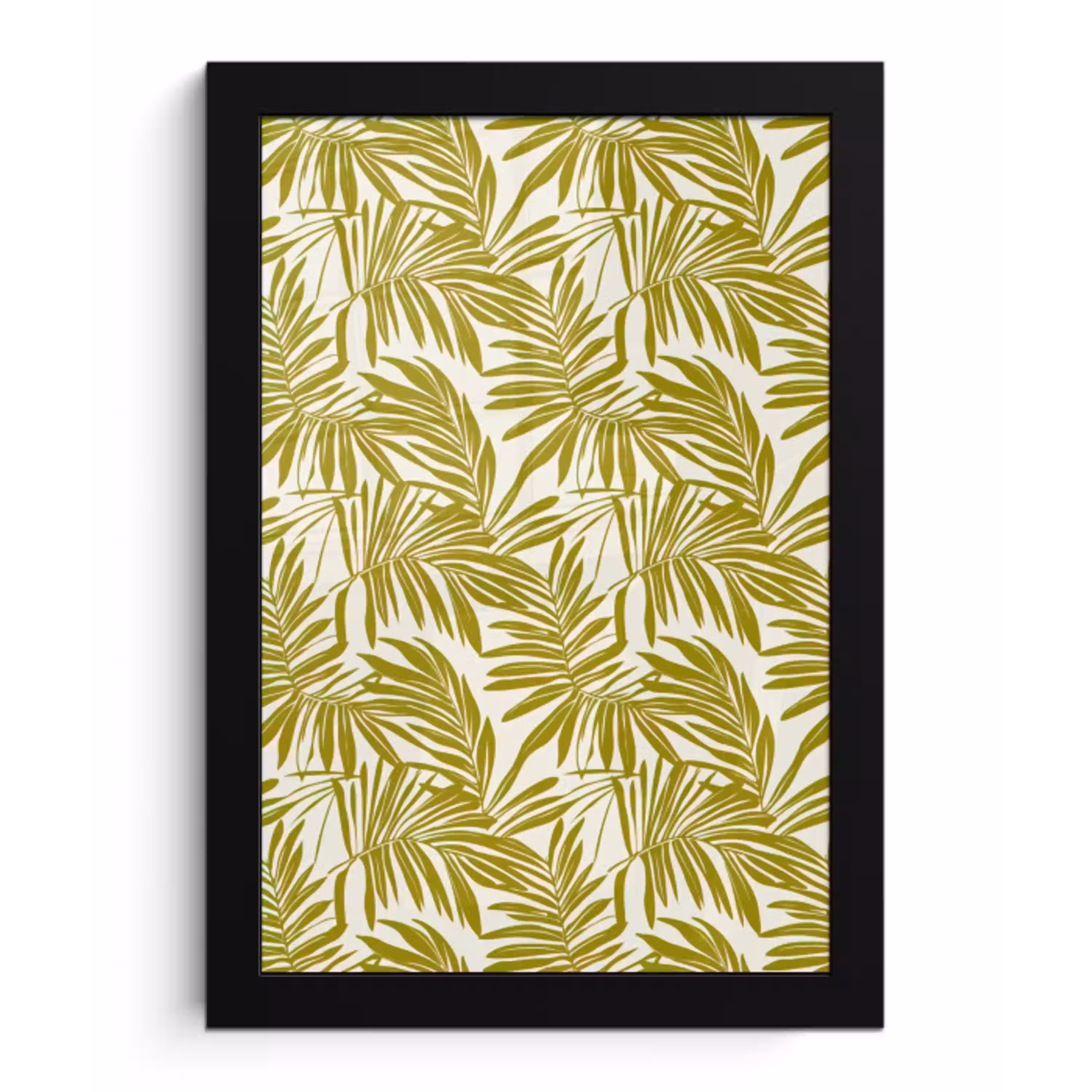 Palmblad - Patroon - Groen fotolijst zwart zonder passe partout klein 224 -3d