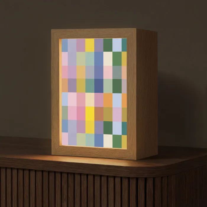 Blokken - Vierkant - Patroon - Gekleurd Light Box met kabel (Tafellamp) klein -z3d_website
