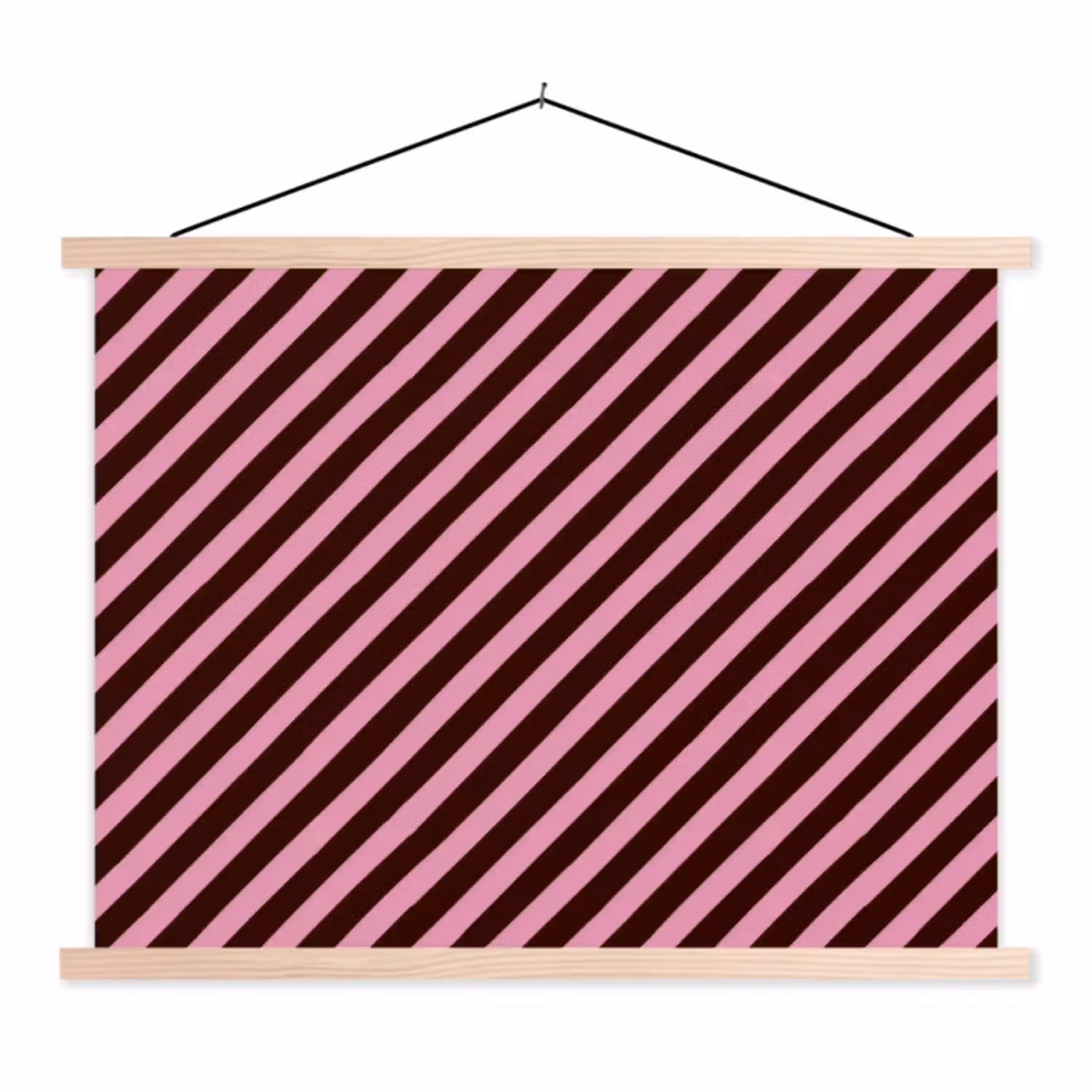 Strepen - Roze - Bruin textielposter latten blank klein 122 -3d