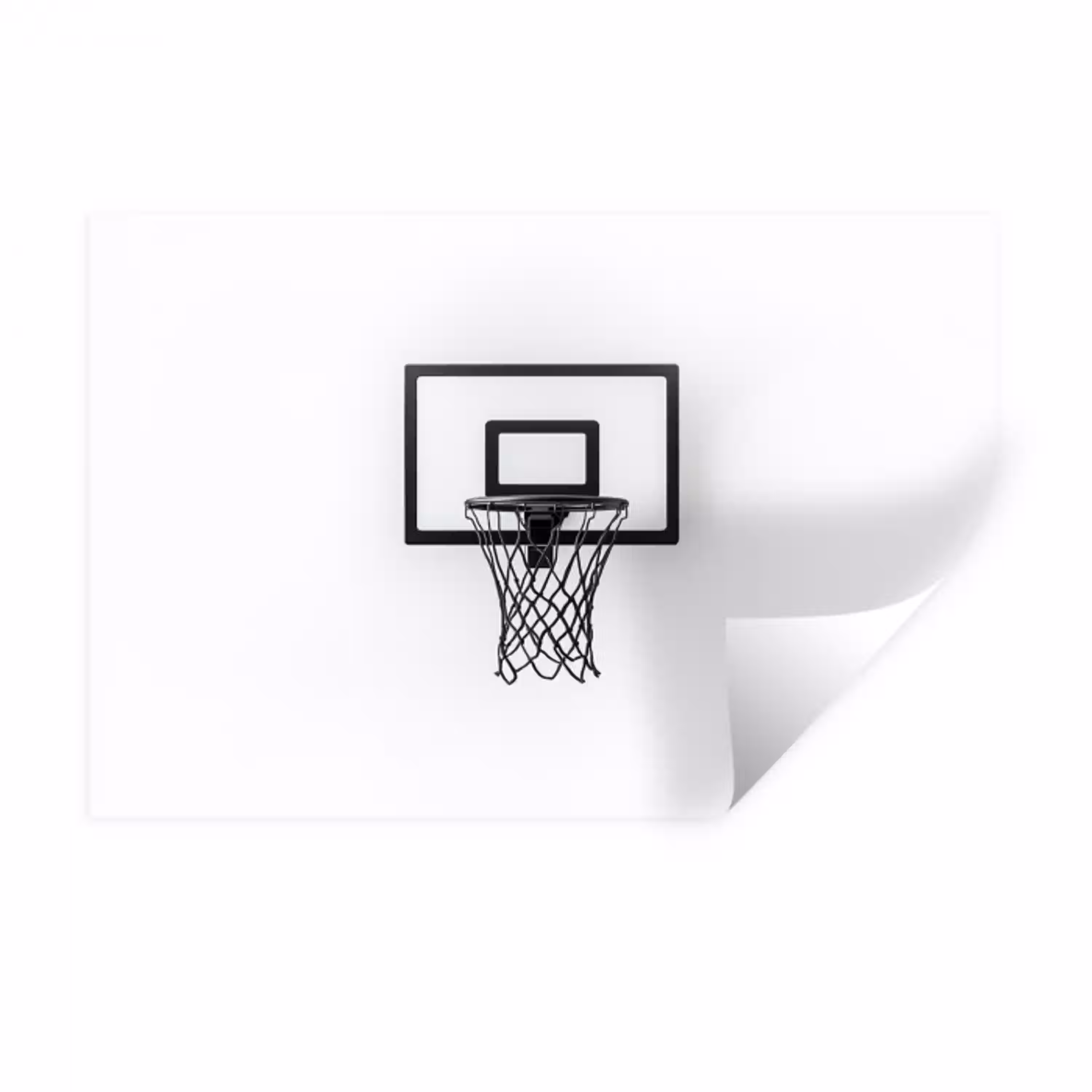 Basketbalbord - Minimalistisch - Zwart Muursticker klein -3d