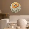 Klaprozen - Oranje - Mozaïek - Bladeren Akoestische PET Vilt - Rond klein -sfeer1