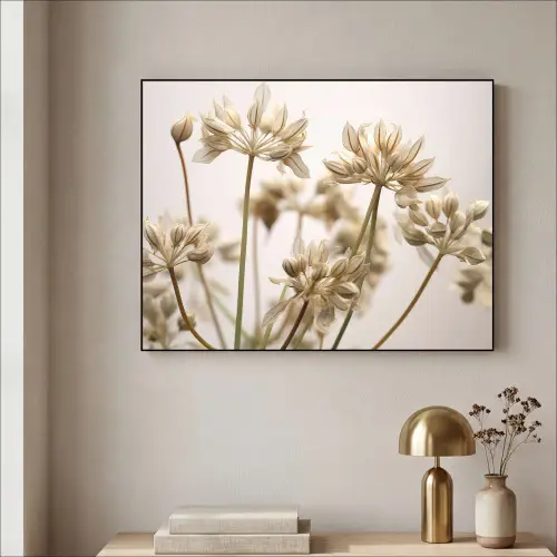 Droogbloemen - Beige - Wit - Planten Textielframe zwart klein -sfeer2