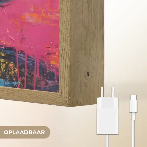 Graffiti - Chimpansee - Aap - Bril - Kleurrijk Light Box met batterij (Wandlamp) middel -USP_websiteoplaadbaarNL