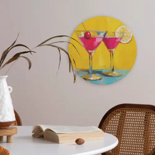 Glazen - Cocktail - Citroen - Kers Akoestische PET Vilt - Rond klein -sfeer3