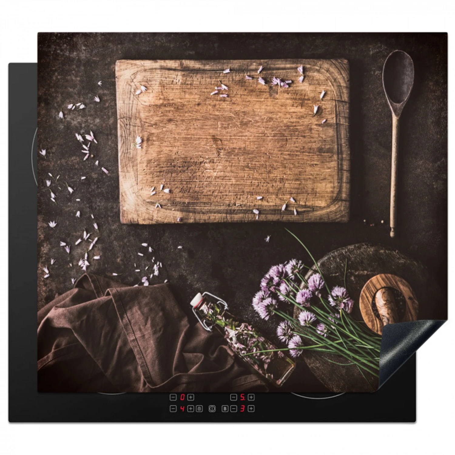 Stilleven met Snijplank Inductie beschermer vinyl 3mm middel -3d