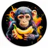 Aap - Graffiti - Kleurrijk - Bananen - Modern Wandcirkel plexiglas klein -3d