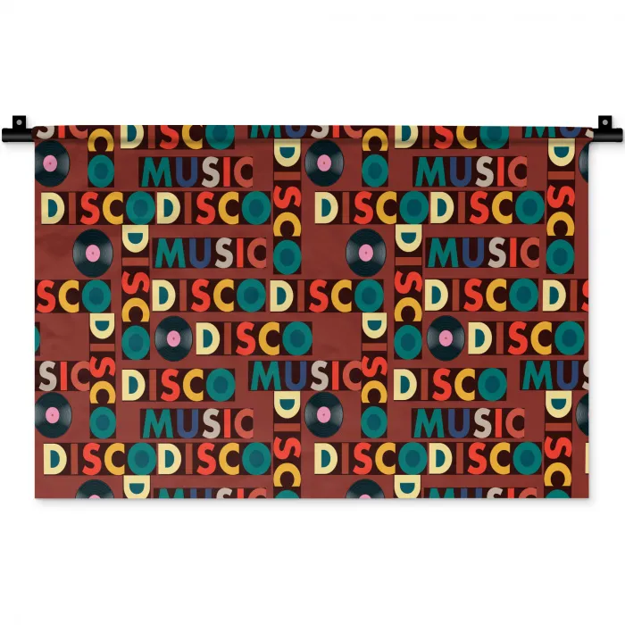 Bruin - Retro - Disco - Patroon Wandkleed katoen klein 269 -zz3d