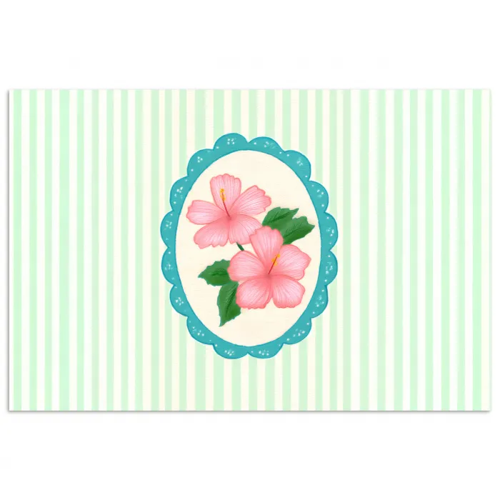Bloemen - Ovaal - Strepen - Groen poster papier klein -3d