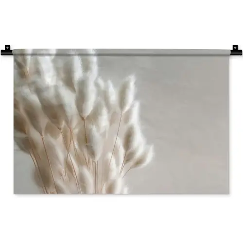 Pluimen - Beige - Minimalistisch Wandkleed katoen klein -zz3d