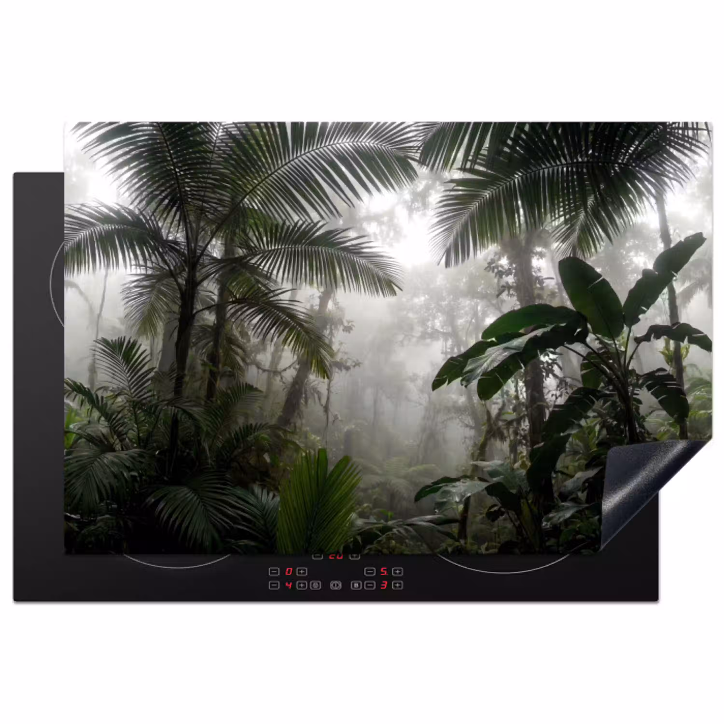 Natuur - Jungle - Mist - Groen - Bladeren Inductie beschermer vinyl 3mm klein -3d