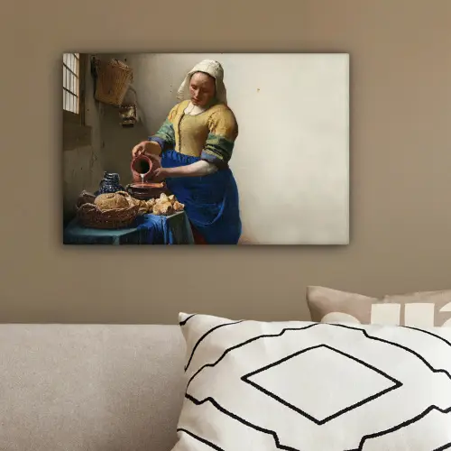 Het melkmeisje - Kunst - Oude meesters - Vermeer canvas 2cm klein -sfeer3