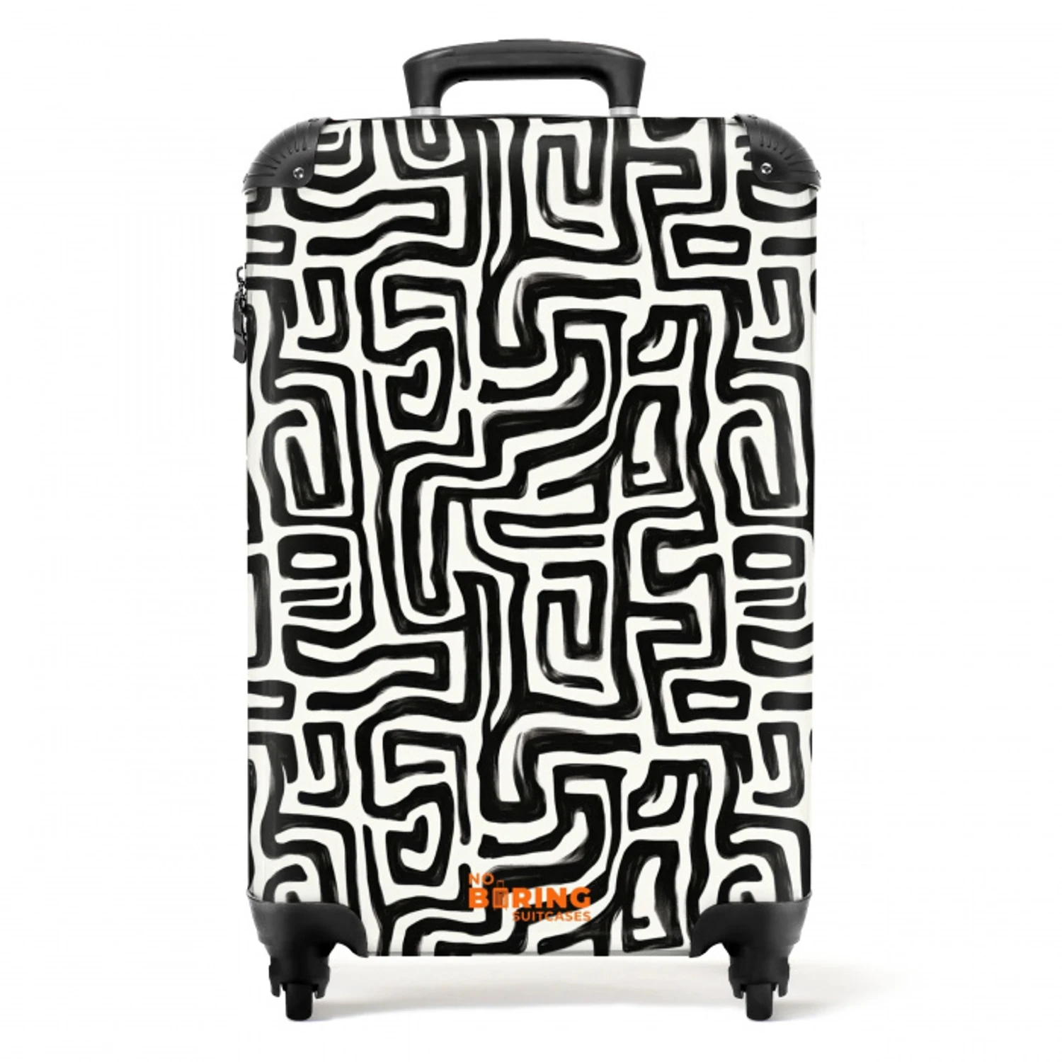 Grafisch - Lijnen - Zwart - Wit NBS - Handbagage koffer - Volwassenen Unisex middel -productfoto_recht