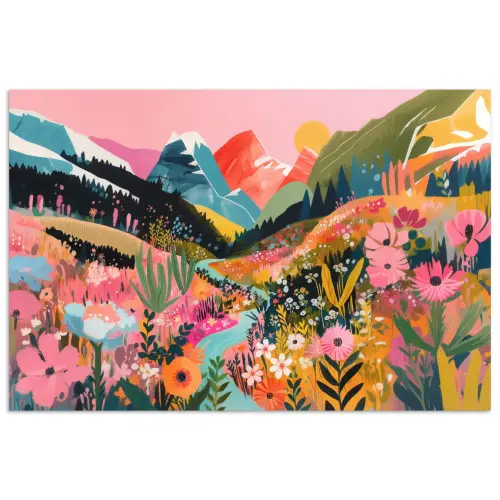 Rivier - Diepte - Bloemen poster papier klein -3d