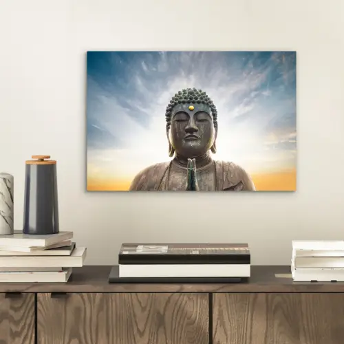 Boeddha hoofd - Buddha - Lucht - Spiritueel - Meditatie aluminium wit klein -sfeer1