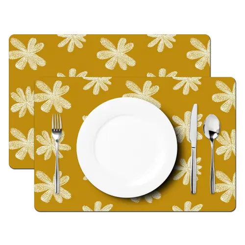 Bloem - Speels - Okergeel Placemat vinyl groot 368 -zzsfeer2_Kitchenyeah-website