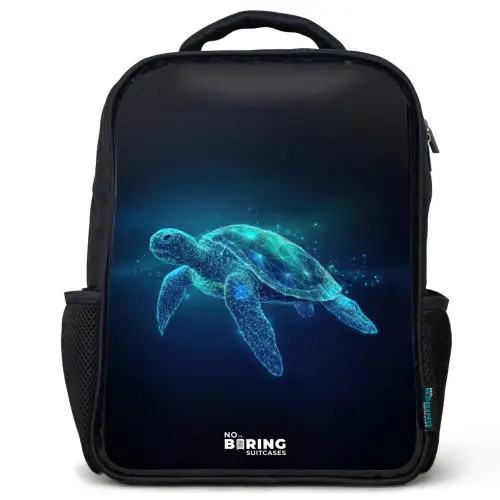 Lichtgevende schildpad in digitale oceaan Rugzak - Zwart middel -3d