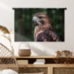 Buizerd - Roofvogel - Natuur - Bruin Wandkleed katoen middel -sfeer5