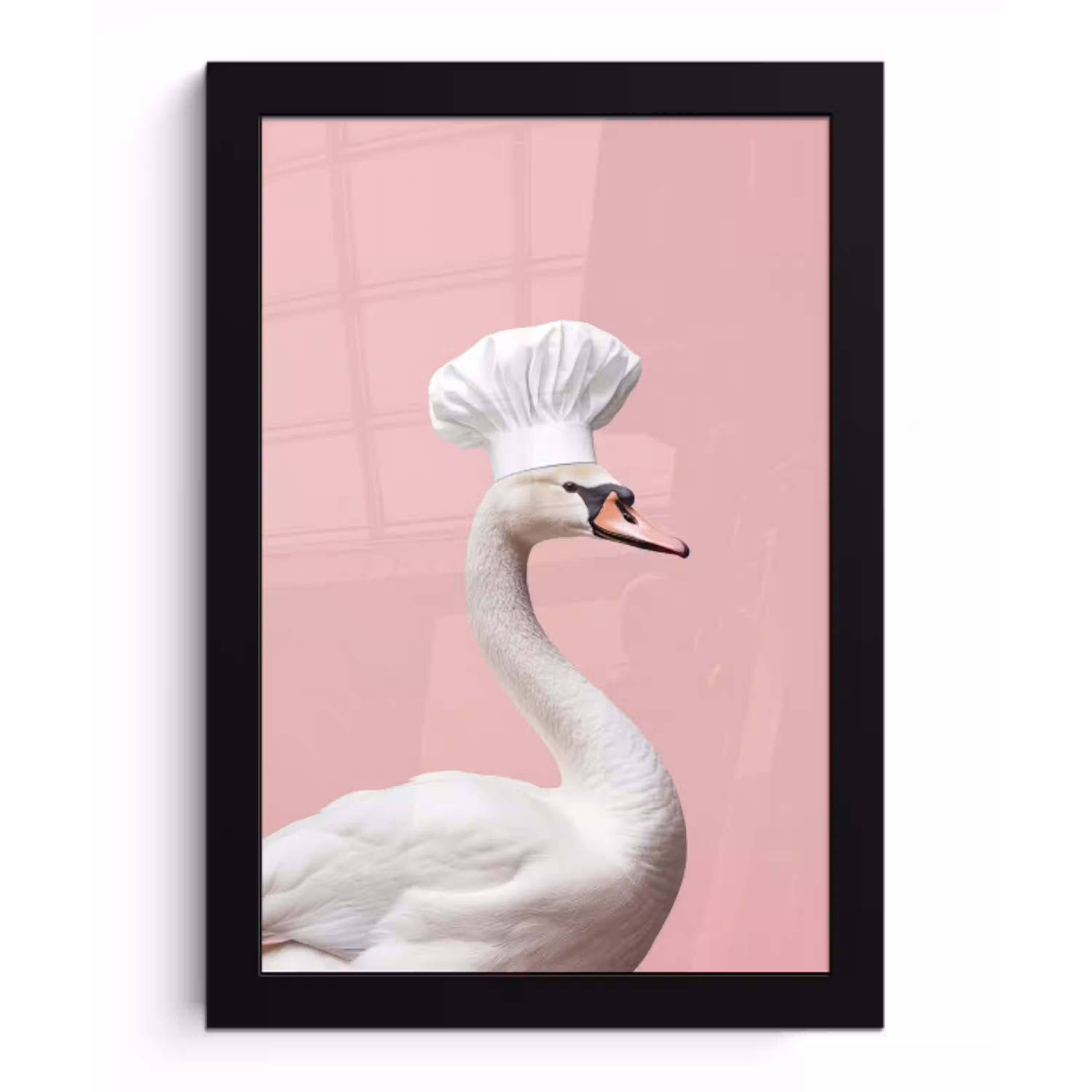 Zwaan - Koksmuts - Mooi - Klassiek fotolijst zwart zonder passe partout klein -3d