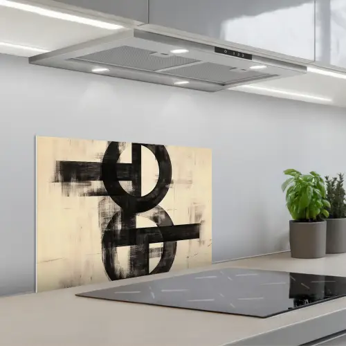 Cirkels - Balken - Zwart - Abstract keuken achterwand spatscherm klein -3d_schuin