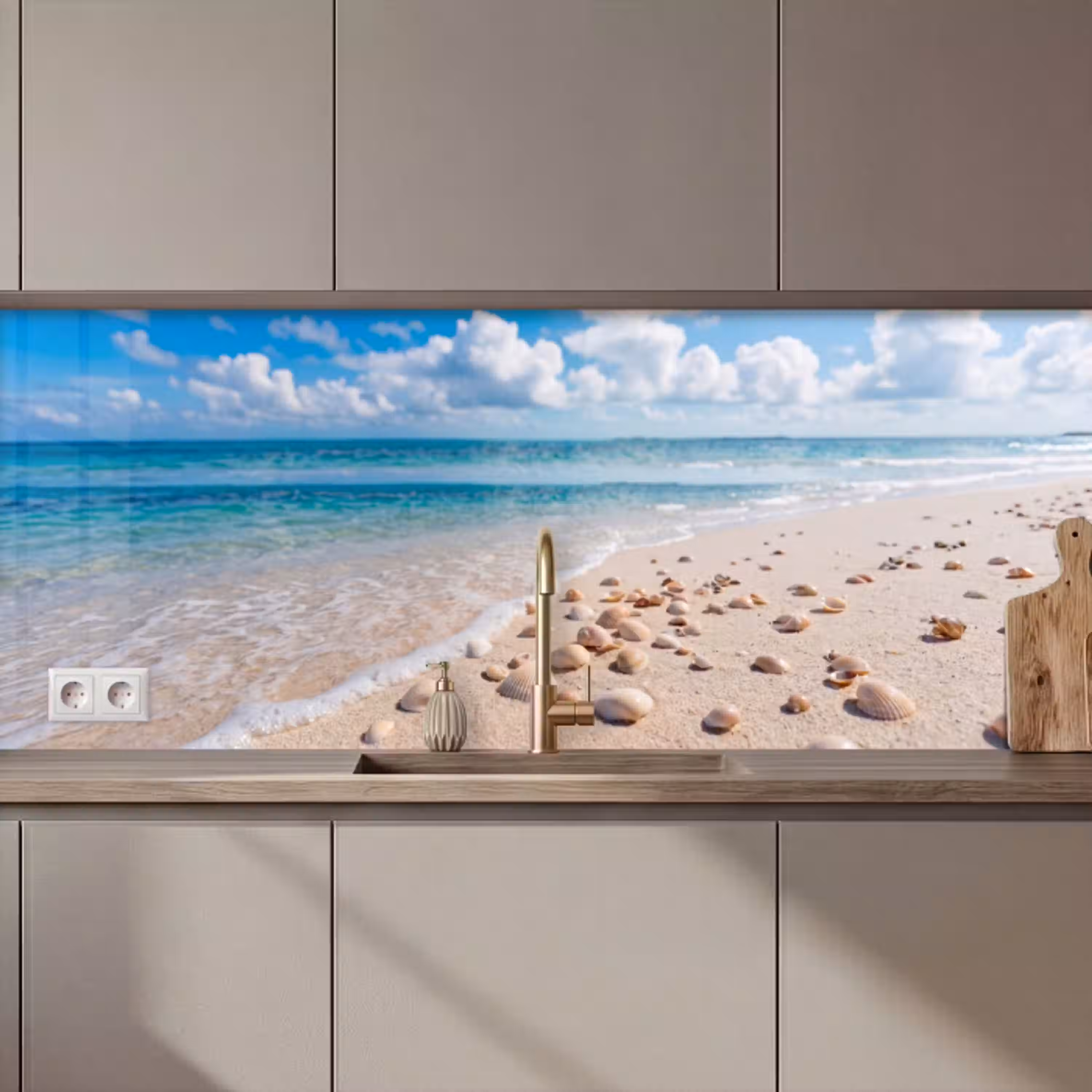 Schelpen - Strand - Natuur - Beige keuken achterwand 2 middel zz_3dshopping