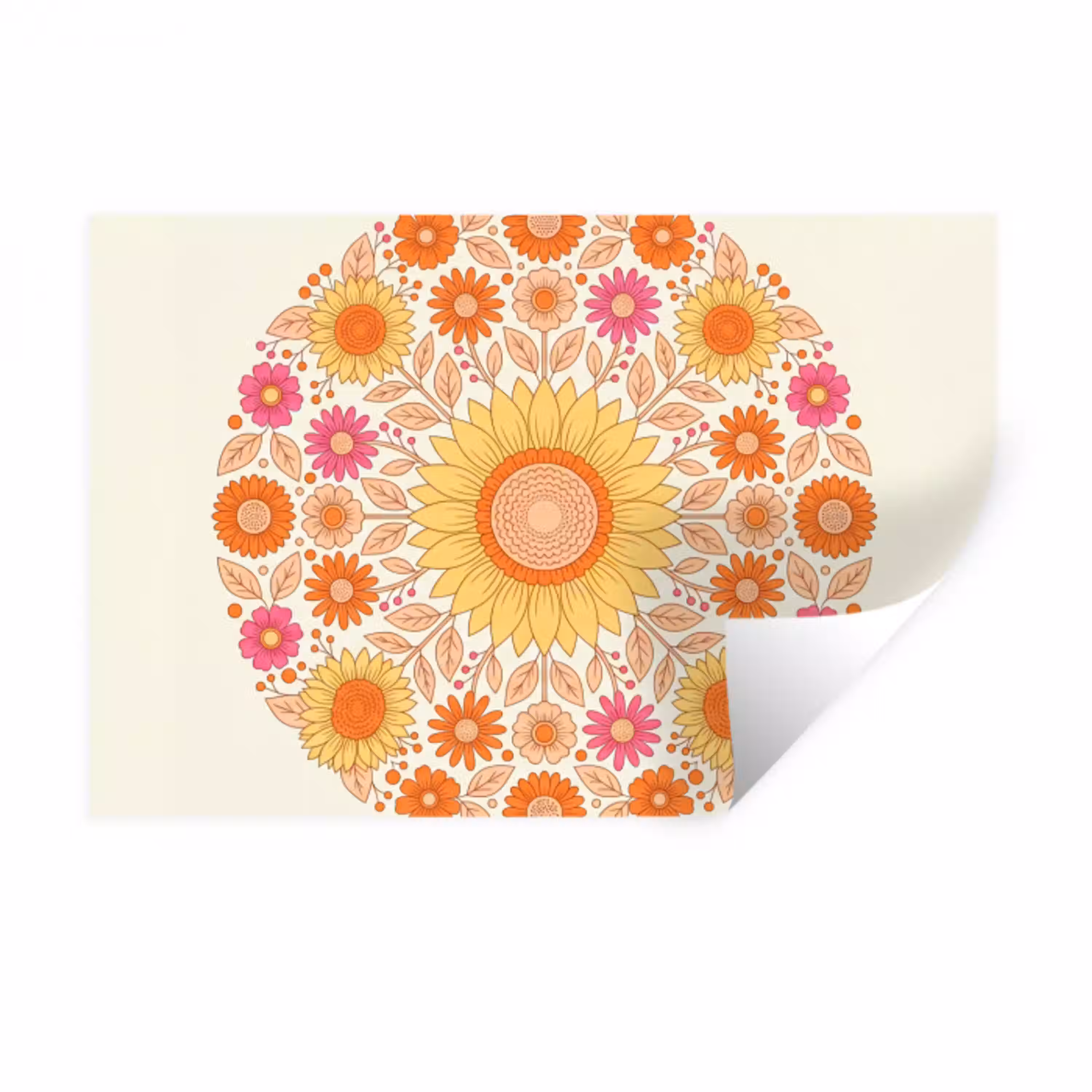 Bloemen - Mandala - Patroon - Kleurrijk Muursticker klein -3d