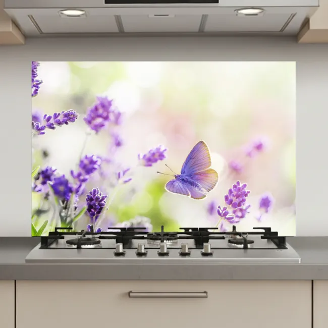 Lavendel - Vlinder - Bloemen keuken achterwand spatscherm klein -3d_website
