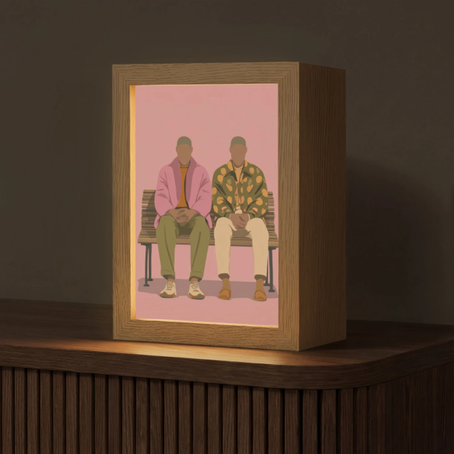 Illustratie - Bankje - Personen - Minimalistisch Light Box met kabel (Tafellamp) klein -z3d_website