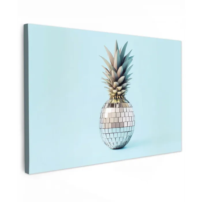 Blauw - Ananas - Disco - Discobal canvas 2cm klein -z3d