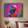 Kameleon - Dieren - Neon - Kleur Textielframe zwart klein -sfeer1