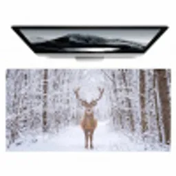 Hert - Winter - Bos - Natuur - Wit Muismat XXL klein -zzz3d