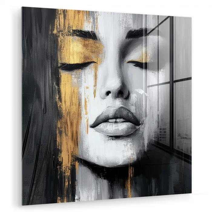 Gezicht - Vrouw - Penseelstreken - Abstract plexiglas 5mm klein -zzzproduct_nieuw