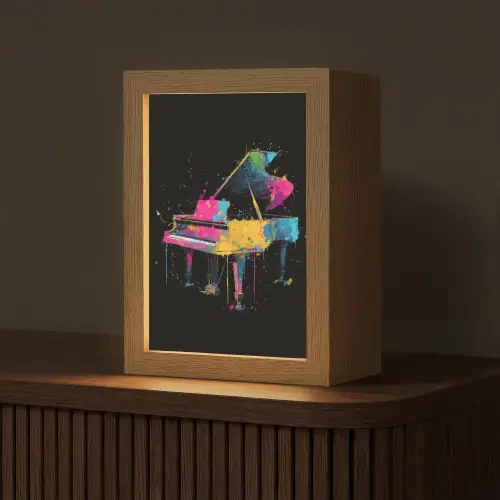 Piano - Kleurrijk - Verf - Modern Light Box met kabel (Tafellamp) klein -z3d_website