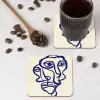 Lijntekening - Overlappende gezichten - Donkerblauw onderzetter kurk middel -sfeer2